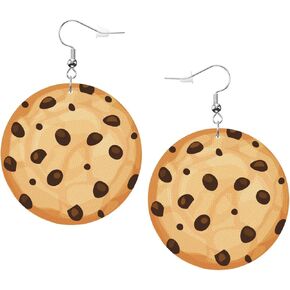 Faux Leather Earrings For Women Dangle Lightweight Round Earrings