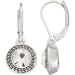 Napier "Classics" Silver-Tone Crystal Drop Earrings