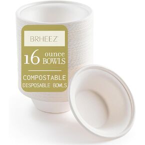 brheez 6 in. Disposable Plates Paper Plates Alternative Compostable Plates Heavy Duty [Pack of 60] Eco-Friendly 100% Natural Sugarcane Bagasse Fiber Biodegradable