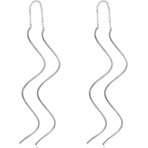 Spiral Threader Dangle Earrings for Women in 5 Colors - Silver Black Gold Rainbow Rosegold - Chic & Lightweight Drop Prom Earrings