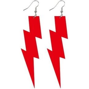 Multicolor 80s Neon Earrings Acrylic Exaggerated Lightning Bolt Dangle Earrings Halloween Retro 80 90's Party Costume Accessories Jewelry for Women
