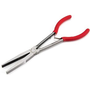 Steelman 11-inch Extra-Long Reach Flat Nose Duckbill Pliers, Textured Jaws for Grip, Spring Assist, Durable Steel, 3-⅛-inch Jaws, Dipped Handles