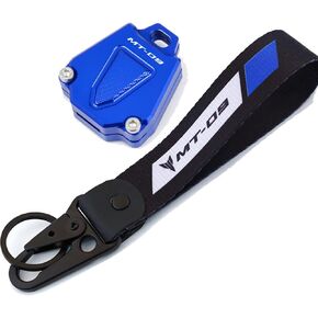 MOWOK CNC Aluminum Motorcycle Key Case Cover Key Shell With Key Chain Keyring Fit For YAMAHA MT09 MT-09 MT 09 (Blue)
