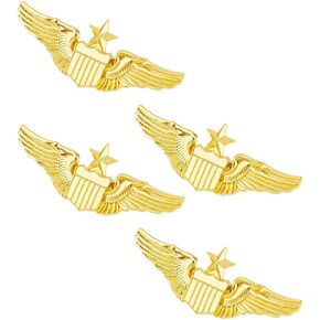 SUPERFINDINGS 4Pcs Wings Pin Gold Wing Pilot Badge Pilot Costume Lapel Pin Alloy Brooch Air Force Wing Pin Pilot Wing Pin Metal Aviator Wings Pin for Hat Shirt Uniform Pilot Costume