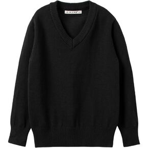 ACESTAR Boys and Girls' Uniform Cotton V-Neck Collar Sweaters Long Sleeve Pullover Knit Sweater