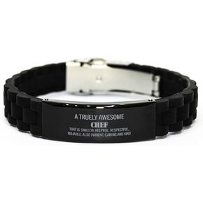 Inspirational Chef Bracelet, A Truly Awesome Chef That is Skilled, Best Birthday Thank You Retirement Gifts for Men Women Silver