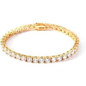 18K Gold Plated Tennis Bracelets for Women/Men, 4mm Cubic Zirconia Bracelets White Gold Bracelets