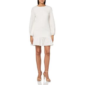 Tommy Hilfiger Women's Round Neck Textured Knit Ruffle Hem Shift Dress
