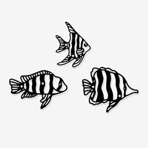 NBEADS 3 Pcs Tropical Fish Metal Wall Art Decor, Iron Fish Wall Sculpture Black Metal Art Ornament Goldfish Decorative Wall Hanging Artwork for Living Room Indoor Outdoor Home