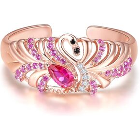 Flamingo Ring 925 Sterling Sliver Animal Ring Cubic Zirconia Adjustable Rings Valentine's Anniversary Day Gifts for Women Wife Girlfriend