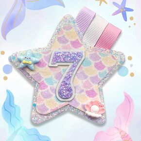 Happy Birthday Pin, Mermaid Birthday Party Theme Tinplate Badge Pins for Women Men Colorful Glitter Felt Badge Brooch Pin Birthday Party Favors (7)