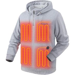 Venustas Unisex Quarter-Zip Heated Pullover Hoodie, Heated Sweatshirt for Men & Women, 6 Heating Zones with Battery Included