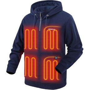 Venustas Unisex Quarter-Zip Heated Pullover Hoodie, Heated Sweatshirt for Men & Women, 6 Heating Zones with Battery Included