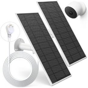 2Pack Premium Solar Panel for Google Nest Camera,5W Camera Solar Panel Charger with 13.1Ft Fast Charging Cable Work for Google Nest Cam Battery(No Camera) Outdoor & Indoor,IP66 Waterproof