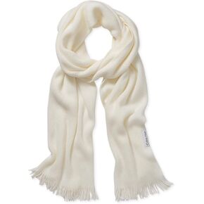 Calvin Klein Women's Acrylic Fringe Scarf, Creme, One Size