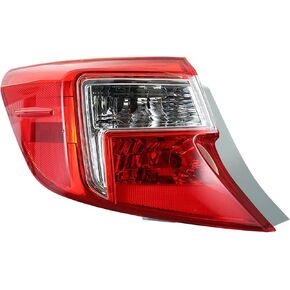 Outer Clear/Red Right Left Driver Passenger Side Tail Lights Brake Lamp Tail Lights Brake Lamp Tail Light Brake Lamp Replacement for 2012-2014 Camry w/Bulbs