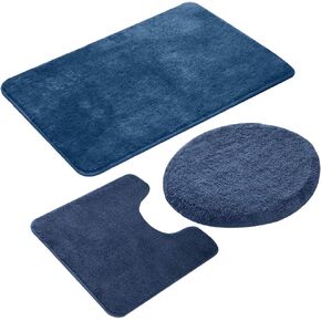 3 Piecse Bathroom Rug Set,Non-Slip Bath Mats for Floors,Ultra Soft, Absorbent and Comfortable U-Shaped Contour Rug, Floor Mat and Toilet Lid Cover(Coffee)