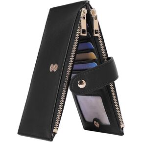 CLUCI Women's Wallet Leather Slim Wallet for Women RFID Blocking with Multi Credit Card Holder Zipper Pocket