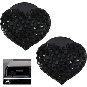 قطعتان من مشابك فتحة التهوية للسيارة، ملحقات السيارة اللامعة، معطر هواء السيارة، معطر هواء السيارة للسيدات، سحر مشبك فتحة تهوية السيارة، معطرات السيارة للنساء، إكسسوارات السيارة من حجر الراين للفتيات (أسود) in Kuwait