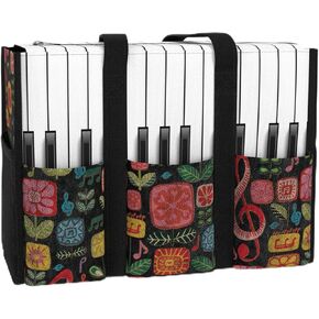 84hoods Large Tote Bag for Women. Bag with Multiple Convenient Pockets and Zipper. Gift for Music Teacher, Piano Lover.