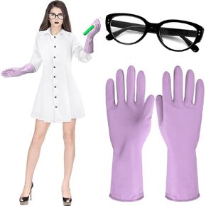 3 Pcs Mad Scientist Costume for Women Scientist Doctor Costume Halloween Science Lab Coat Accessories for Adult Halloween Party Costume