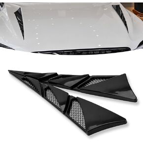 2 PCS Car Side Vent Shark Gill Spoiler Decoration, ABS Night Laser Reflective Design Hood Fender Simulated Vent Cover, Self-Adhesive Modified Air Intake Trim, Suitable for Most Cars (Black)