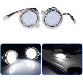 LED Under Side Mirror Puddle Lights with 6500K Xenon White Assembly For Ford Edge Fusion Range Flex Explorer Expedition Mondeo Everest Taurus F-150 (Pack of 2Pcs)