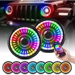 7 Inch Wrangler Led Headlights, Round Wrangler Led Headlights for 1997-2017 Wrangler JK JKU TJ LJ CJ, DOT Approved, Anti-glare with High Low Sealed Beam, DRL Turn Signal