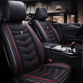 Vehicle Seat Covers 2 Seats, for Ford Mustang 2003-2024 Waterproof Leather Seat Cushion Full Set Seat Covers Protectors,Suitable for Airbag (Standard,Black)
