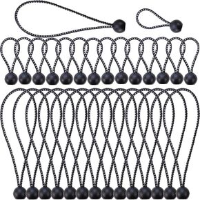 TCOTBE 30 Pcs Bungee Cords with Balls Safety Bungee Ball Cords Heavy Duty Tarp Ball Canopy Tie Down Cord Elastic String Ball with Elastic Rope Ties Fastener for Camping Canopies Tarps Shades