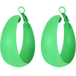 QISIJIA Colorful Matte Hoop Earrings for Women Retro 80s Neon Earrings for Women