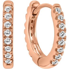 1/4 Carat TW Double Sided Small Diamond Hoop Huggie Earrings in 10K Rose Gold