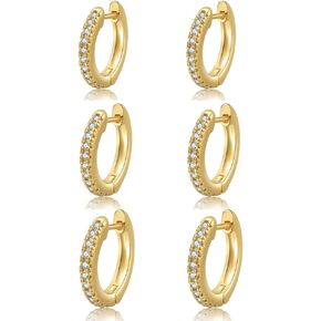 3Pairs/Set Minimalist Polished Gold Plated Huggie Chunky Hoop Earrings Hypoallergenic Tiny Cartilage Ear Jewelry for Women Men