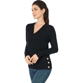 AmélieBoutik Women Casual V Neck Cable Knit Ribbed Long Sleeve Loose Cardigan Sweater Top