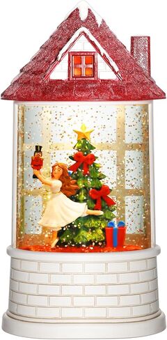 كاردينال سنو غلوب عيد الميلاد سنو غلوب فانوس زينة عيد الميلاد مع مؤقت وموسيقى، USB وبطارية تعمل بالطاقة قفص العصافير كاردينال - 12.5 بوصة in Kuwait