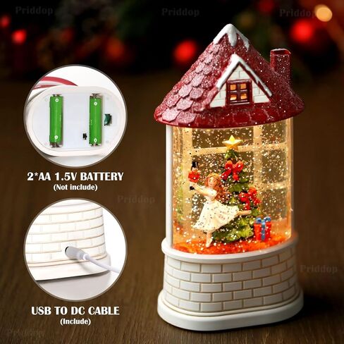 كاردينال سنو غلوب عيد الميلاد سنو غلوب فانوس زينة عيد الميلاد مع مؤقت وموسيقى، USB وبطارية تعمل بالطاقة قفص العصافير كاردينال - 12.5 بوصة in Kuwait