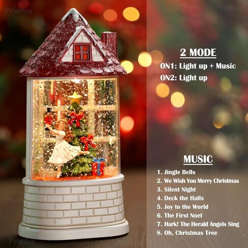 كاردينال سنو غلوب عيد الميلاد سنو غلوب فانوس زينة عيد الميلاد مع مؤقت وموسيقى، USB وبطارية تعمل بالطاقة قفص العصافير كاردينال - 12.5 بوصة in Kuwait