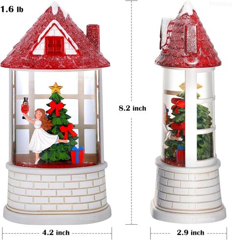 كاردينال سنو غلوب عيد الميلاد سنو غلوب فانوس زينة عيد الميلاد مع مؤقت وموسيقى، USB وبطارية تعمل بالطاقة قفص العصافير كاردينال - 12.5 بوصة in Kuwait