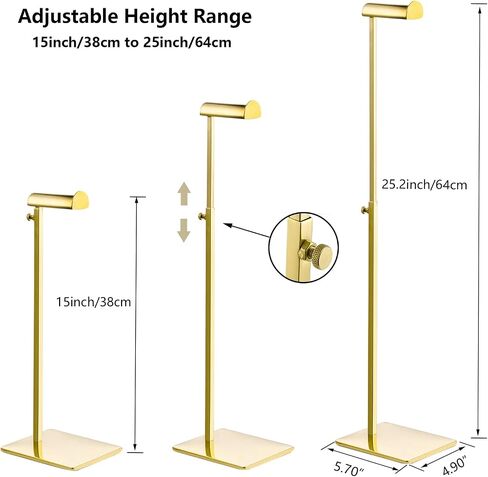 1 Pack Adjustable Height Purse Display Stands, Stainless Steel Handbag Display Stand, Single Hanging Rack for Boutique Store,Gold in Kuwait