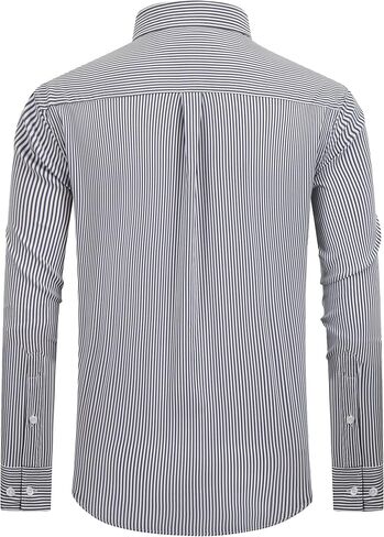 Alimens & Gentle Men's Cotton Stripe Button Down Shirts Long Sleeve Regular Fit Dress Shirts in Saudi Arabia