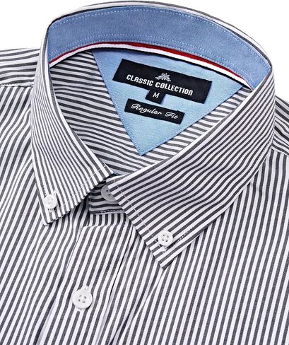 Alimens & Gentle Men's Cotton Stripe Button Down Shirts Long Sleeve Regular Fit Dress Shirts in Saudi Arabia