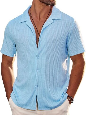 COOFANDY Mens Knit Polo Shirts Short Sleeve Casual Button Down Shirts for Men Beach Shirt in Saudi Arabia