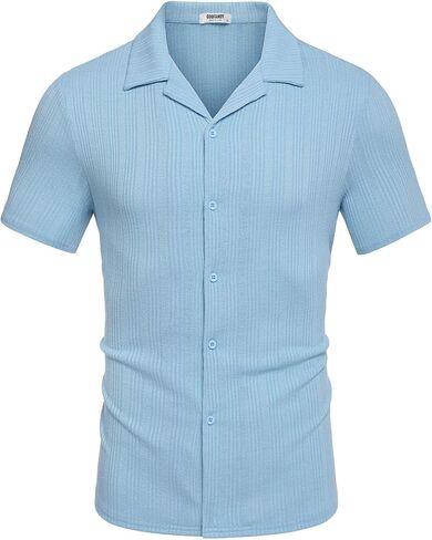 COOFANDY Mens Knit Polo Shirts Short Sleeve Casual Button Down Shirts for Men Beach Shirt in Saudi Arabia