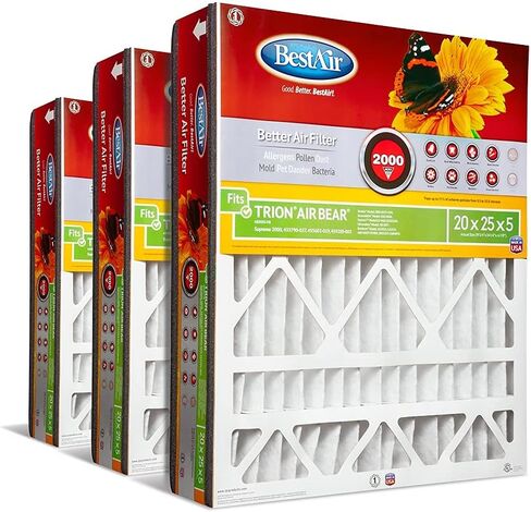 BestAir AB1625-11R AC Furnace Filter, 16" x 25" x 5", MERV 11, Fits 100%, For Trion Air Bear, Supreme, Skuttle, GeneralAire, Source1 & Ultravation Models, 1 Count (Pack of 1) in Kuwait