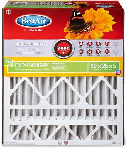 BestAir AB1625-11R AC Furnace Filter, 16" x 25" x 5", MERV 11, Fits 100%, For Trion Air Bear, Supreme, Skuttle, GeneralAire, Source1 & Ultravation Models, 1 Count (Pack of 1) in Kuwait