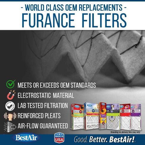 BestAir AB1625-11R AC Furnace Filter, 16" x 25" x 5", MERV 11, Fits 100%, For Trion Air Bear, Supreme, Skuttle, GeneralAire, Source1 & Ultravation Models, 1 Count (Pack of 1) in Kuwait