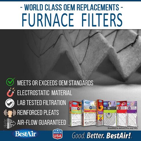 BestAir AB1625-11R AC Furnace Filter, 16" x 25" x 5", MERV 11, Fits 100%, For Trion Air Bear, Supreme, Skuttle, GeneralAire, Source1 & Ultravation Models, 1 Count (Pack of 1) in Kuwait