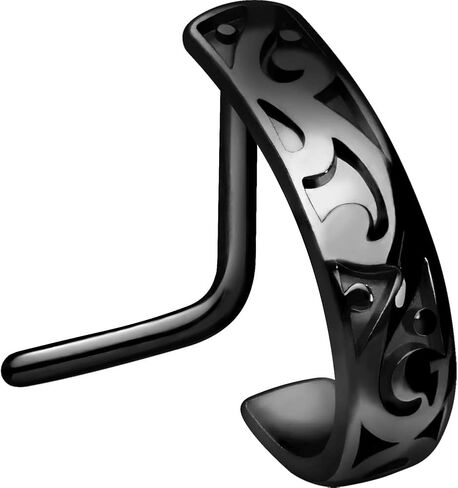 PIERCINGLINE 20G nose ring Surgical steel 316L nostril piercing jewelry | L shape nose ring in hoop optics Oriental Design | Nose studs for women and men in Saudi Arabia