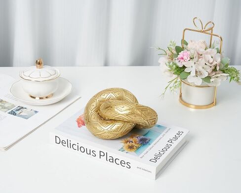 Knot Chain Link for Coffee Table Decor, 2 Link Resin Aesthetic Decor Decorative Chain Knot, Anitque Gold Cool Stuff to Put on Shelf, Boho Minimalist Knot Decor for Neutral Home Decor in Kuwait