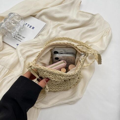 Boho Straw Crossbody Bags for Women Handmade Beach Bag Summer Woven Crossbody Bags Small Purse Crochet Purse in Saudi Arabia